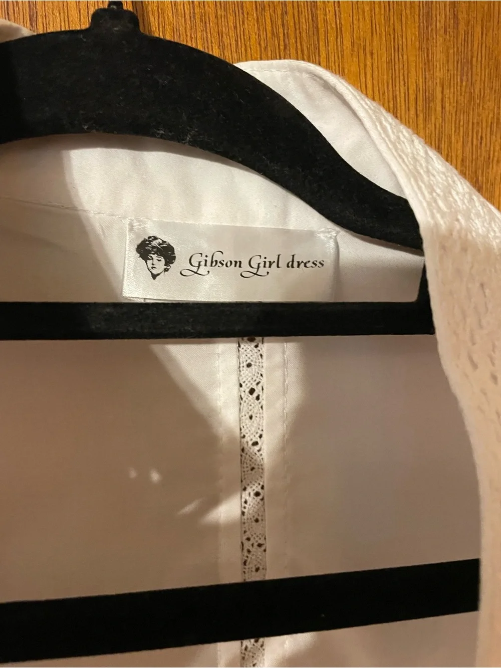 Large Gibson Girl Dress White Blouse Edwardian High Neck Button Front - Picture 7 of 9